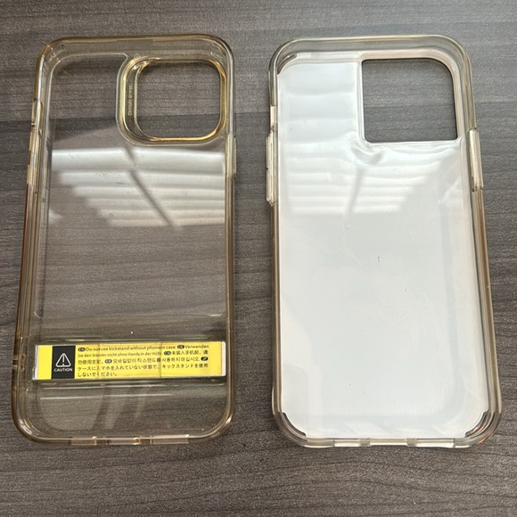 2 iPhone 13 Pro Max clear cases with kick stand and blue marble gold case mate - Picture 3 of 3